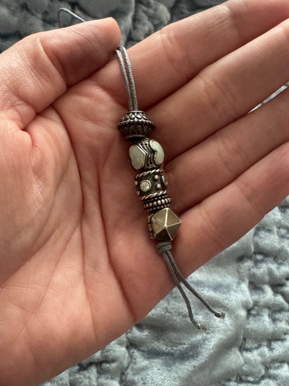 Pandora silver bead lariat necklace